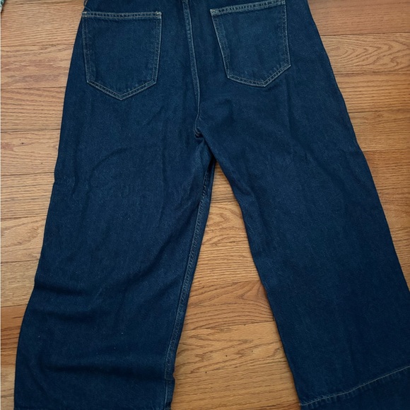 Women's 70s style wide leg Dark Blue Jeans - Picture 4 of 4